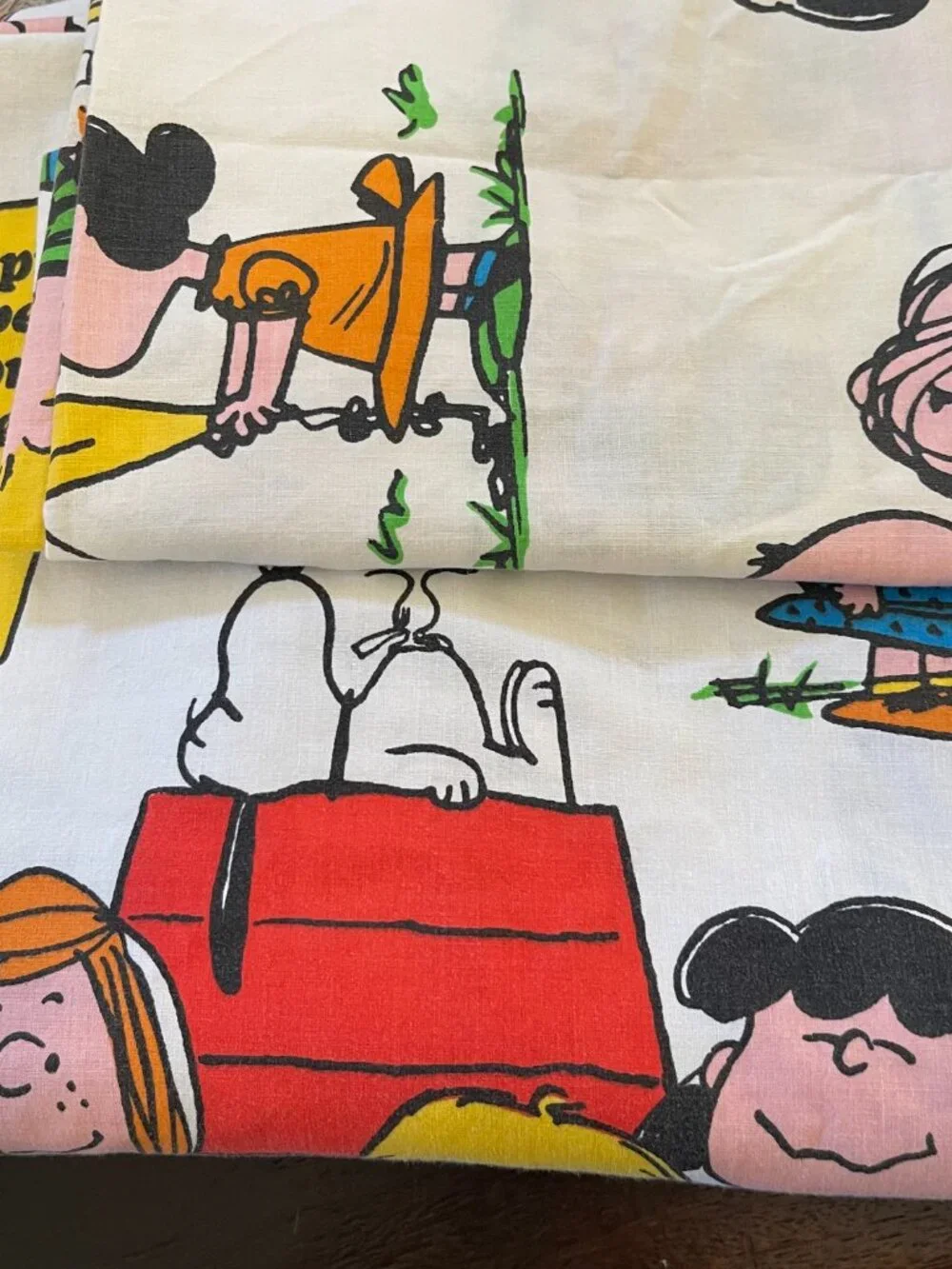 1971 Peanuts Twin Flat Bed Sheet/Pillow Case “Happiness Is Being 1 of the Gang”